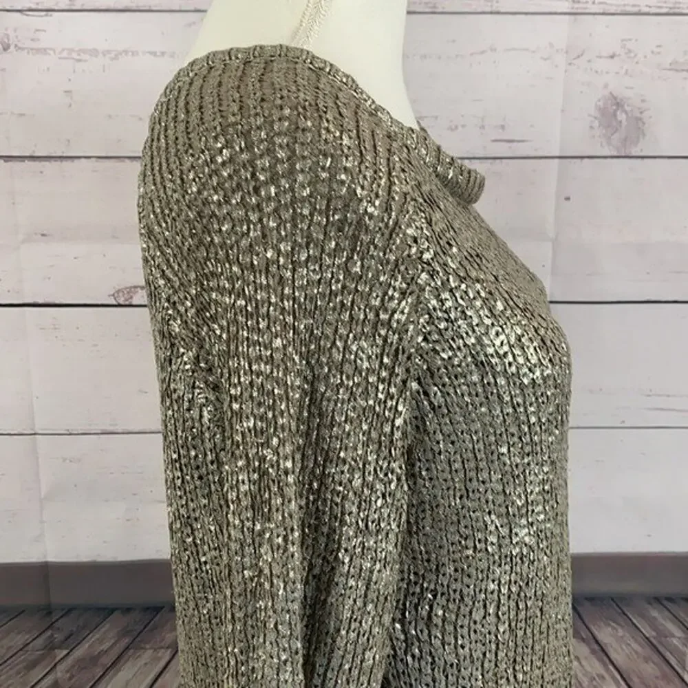 Chelsea Violet Sweater Tunic Womens Medium Knite Metallic Sparkle NYE Lined‎